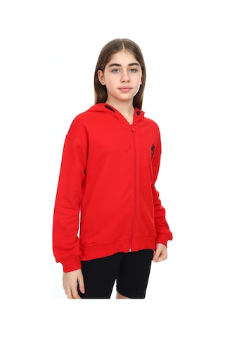 Toontoy Kız Çocuk Nakışlı Hırka Kırmızı