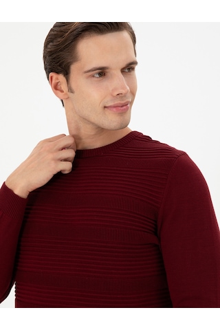U.S. Polo Assn. Erkek Slim Fit Bisiklet Yaka Bordo Kazak 50297064-VR014