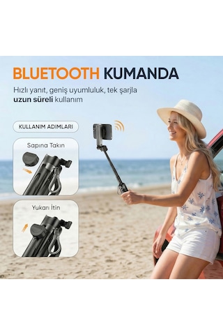 Juo Jst20 Kumandalı Mini Tripod Monopod Selfie Çubuğu Android Apple iPhone Uyumlu Beyaz