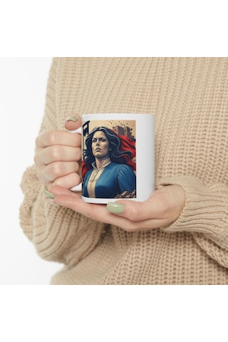 Fransız Devrimi Kupa Bardak Marie Antoinette Temalı Sanatsal Hediyelik Bardak Beyaz