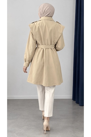 Nevayla Moda Kuşaklı Fermuarlı Mevsimlik Trençkot - Bej / M0116