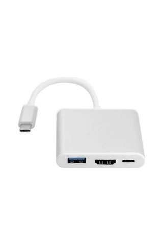 Usb Type-c 3.1 - Hdmı + Usb3.0 Otg + Type-c Dişi Adaptör 1080p Hd Video İletim Adaptörü
