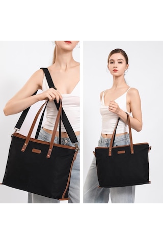 Kanvas Kumaş Kadın Omuz Çantası Smart Bags 1330 Siyah