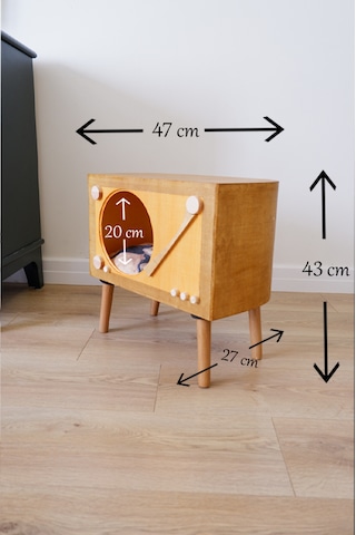 Huncar Kedi Evi Dekoratif Retro Plak Çalar Kedi Evi