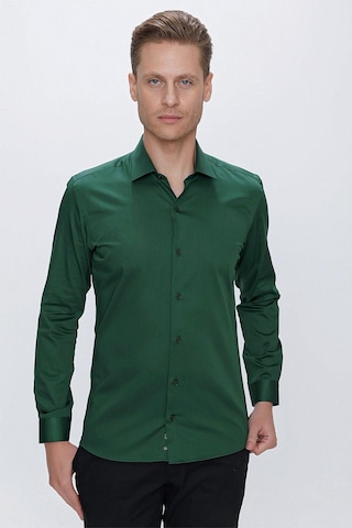 Efor Gk 669 Slim Fit Yeşil Klasik Gömlek Yeşil
