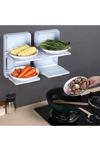 Pazly Bej Mutfak Geri Çekilebilir Sebze Rafı, Plastik Katlanabilir Bulaşık Tepsisi, Duvara Monte Depolama Rafı Bej