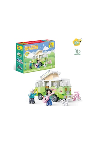 Ogi Mogi Toys Eğitici Bloklar Işıklı Yeşil Karavan 304 Parça, Yapı Seti