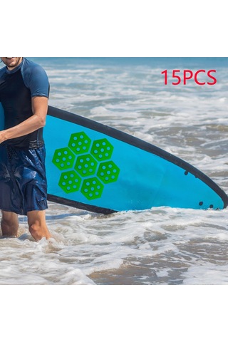Suntek 15 Adet Altıgen Sörf Tahtası Çekiş Pedleri Yeşil