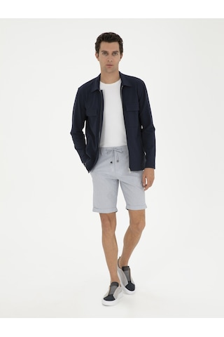 Cacharel Açık Mavi Regular Fit Beli Bağcıklı Şort Denim