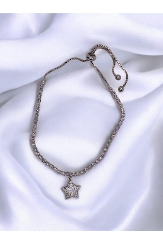 Yıldız Figürlü Asansörlü Silver Çelik Su Yolu Bileklik Gümüş