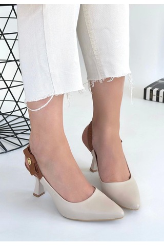 Toran Bej Cilt Topuklu Ayakkabı Bej
