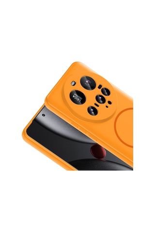 Vendas Xiaomi 15 Ultra Kılıf M-safe Şarj Özellikli Zore Meta Kapak + Polymer Nano Ekran Koruyucu Turuncu