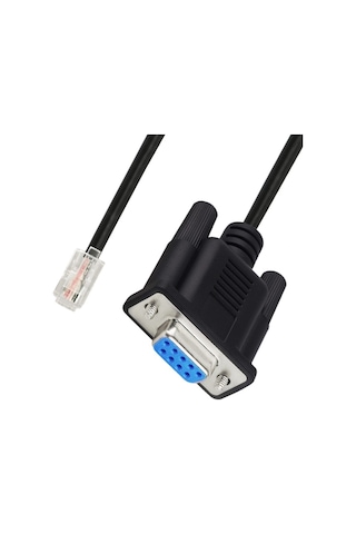 Db9 - Rj9 Adaptör Kablosu 4p4c Telefon Kristal Kafa Rs232 Bağlantı Kablosu, Uzunluk: 1.8m Siyah