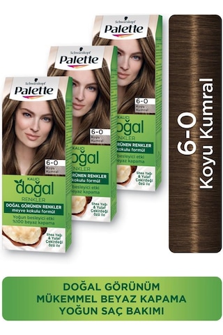 Palette Kalıcı Doğal Renkler Saç Boyası 6 - 0 Koyu Kumral X 3 Adet