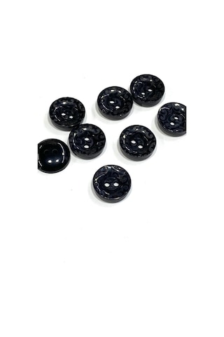 Hırka Yelek Düğmesi / Desenli Üstten Delikli / Siyah / 1,7 Cm / 8 Li Set