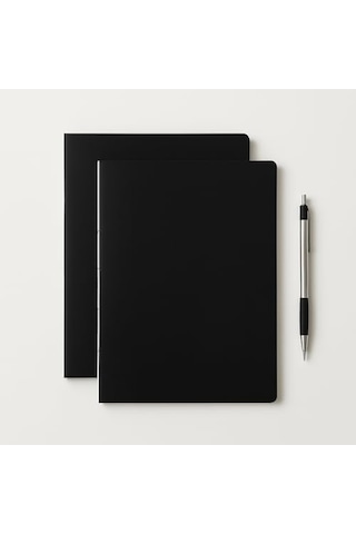 Özel Tasarım Siyah Kraft Kapaklı A4 Defter - 180 Derece Açılabilir, Sırtı Dikişli,%100 El İşçiliği, Ofis, Ok Çok Renkli