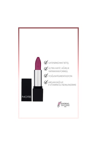 Note Cosmetique Mattever Lipstick Yarı Mat Saten Bitişli Ruj 10 Shocking Fuschia - Mor