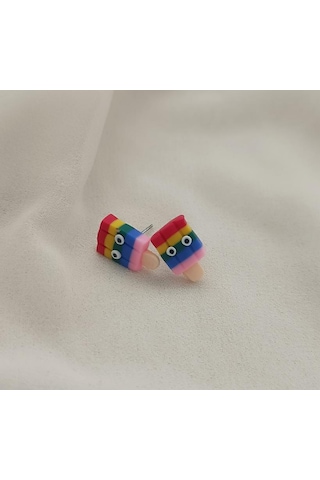 Küpe Kadın Kız Çocuk Küpesi Renkli Şık Göz Dondurma Renkli Takı Renkli