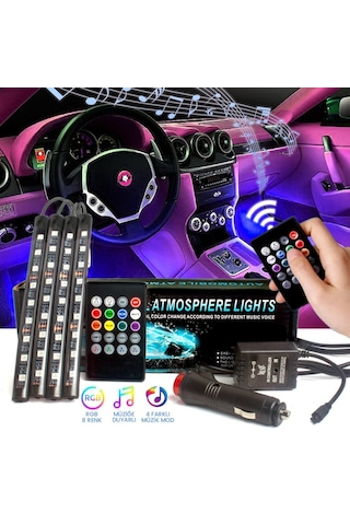 Araç Içi Aydınlatma Kumandalı Müziğe Duyarlı 9 Led Ayak Altı Led (227587912)