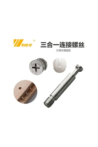 3'ü 1 Arada Vidalı Mobilya Konektörü Elbise Dolabı Bağlantı Fikstürü Eksantrik Somun Bağlantısı 6822