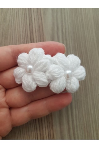 My Vintage Papatya Saçsız Bebek Tokası, Az Saçlı Kız Bebek Tokası, Çıtçıtlı Toka Tek İnci Papatya