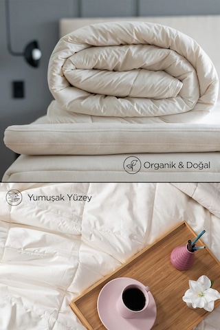 Çift Kişilik Kuzu Yünü %100 Doğal Yorgan Özel Çantalı Organik Merinos Yün Yorgan Beyaz