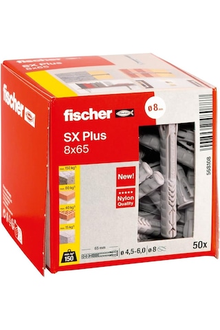 Fischer Sx Plus 8x65 Mm Plastik Genişlemeli Dübel - 50 Adet