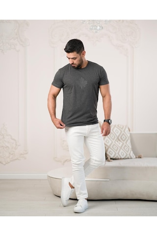 Paul Martin Bisiklet Yaka Önü Baskılı Pamuklu Basic Regular Fit T-shirt 001