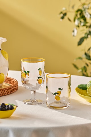Karaca Desenli Kadeh 390 Ml Sarı