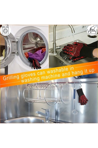 Ximistore9 800 C Isı Dayanıklı Mutfak Eldiveni - Mavi 26cm 2'li Paket - Barbekü, Pişirme Ve Fırın Koruması Çok Renkli