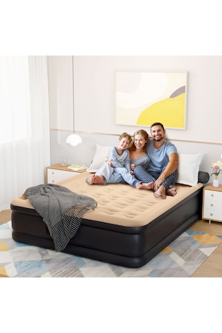 Terravıta Queen Size Yüksek Şişme Yatak Kendinden Elektrikli 203 x 157 x 47 CM 24042 Lacivert