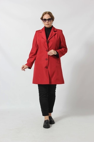 1670 Düğmeli Cep Detaylı Bondit Ceket Kırmızı