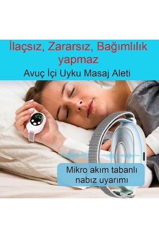 Avuç İçi Elektrikli Uyku Masaj Cihazı 20 Seviye 2 Modlu Derin Rahatlama Ve Hızlı Uyku Çözümü Beyaz