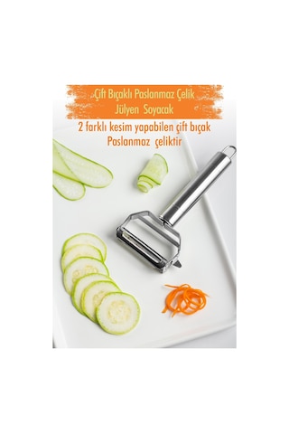 Paslanmaz Çelik Sebze Meyve Julyen Soyucu & Doğrayıcı 17 Cm Metal