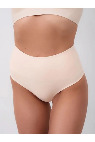 Mistirik Lazer Yüksek Bel String Tanga Slip Korse Ten Renk Açık Bej