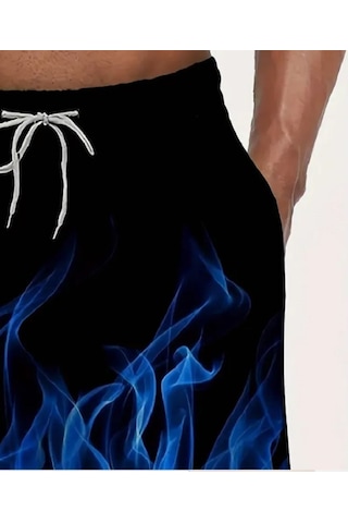 3d Alev Baskılı Erkek Mayo M Mavi