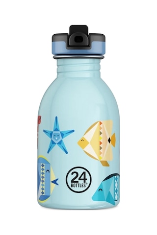 Kids Bottle Sea Friends Pipetli Paslanmaz Çelik Çocuk Su Matarası 250 Ml Mavi