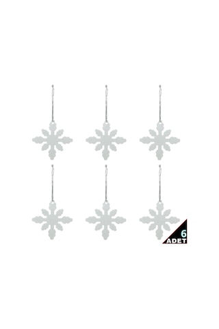 Yılbaşı Ağaç Süsü. 7Cm Simli Kar Tanesi - 6 Adet
