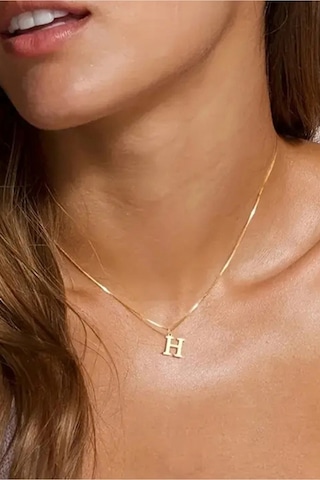 Azuris Silver 925k Gümüş Gurmet Zincir H Harfi Harfli Kolye