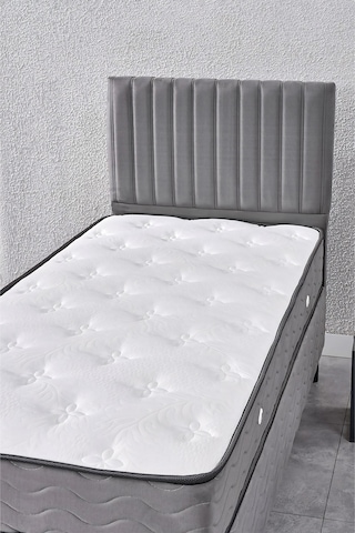 Evdemo Ezgi Tek Kişilik Baza Başlık Yatak Seti Gri 90 190 90 x 190