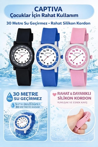 Captiva Analog Rakamlı 30 Mt Suya Dayanıklı Spor Çocuk Kol Saati Yn2026.m07 Beyaz
