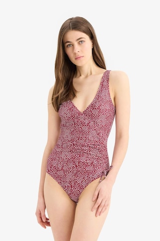 Defacto Puantiyeli Yandan Büzgülü Mayo E3297AX25SM Bordo