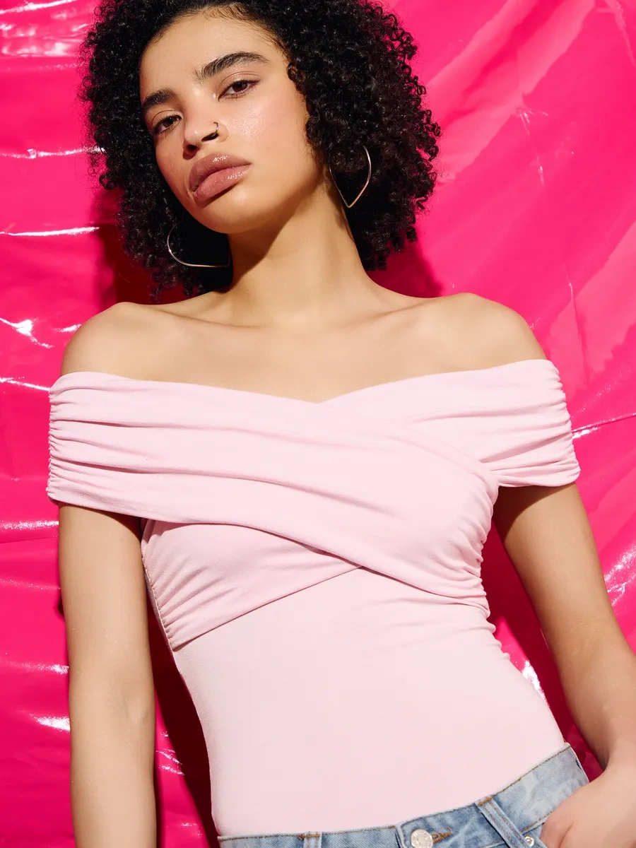 Tvoe Zarif Bir Gece Body Bluz Kuşaklı 436063458 Pembe