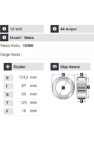 Nursan 110012 Statör 12v 44a Mako Tip 3 Uçlu Em