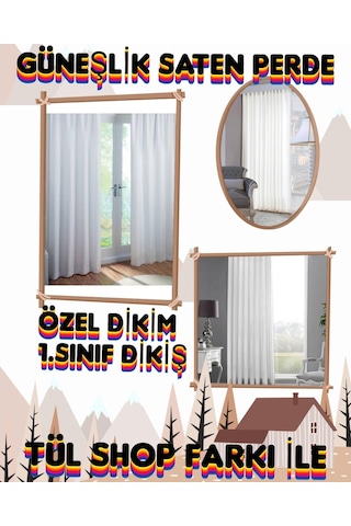 Kaliteli Güneşlik Saten Fransız Camlar Balkon Camları İçin Saten (381977673) Kırık Beyaz