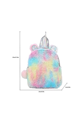 Unicorn Kız Okul Çantası Peluş Sırt Çantası Çocuk Fermuarlı Hafif Sırt Çantası Tek Beden Diğer