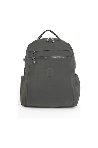 Sanmorris Unisex Suya Dayanıklı Krinkıl Kumaş Çok Gözlü Koyu Gri Laptop Okul Ve Sırt Çantası Koyu Gri
