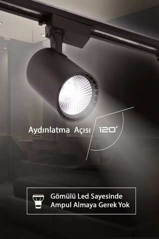 Gün Işığı 30w Siyah Kasa Ray Spot 3 Adet 1 Metre Ray Beraber Set Halinde Siyah - Altın