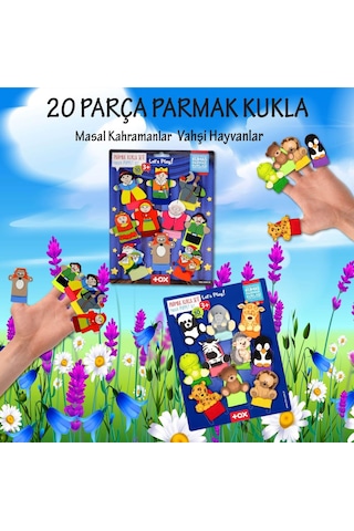 2 Set - 20 Parça Tox Masal Kahramanları Ve Vahşi Hayvanlar Parmak Kukla