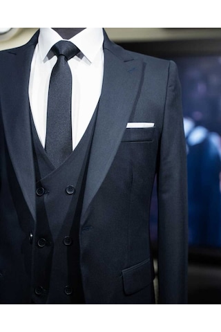 Beystil Sivri Yaka Lacivert Takım Elbise Nikol04 - Slim Fit Lacivert